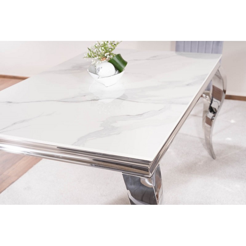 Stół Ceramiczny Prince Ceramic biały calacatta/chrom 180x90