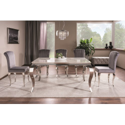 Stół Ceramiczny Prince Ceramic biały calacatta/chrom 180x90