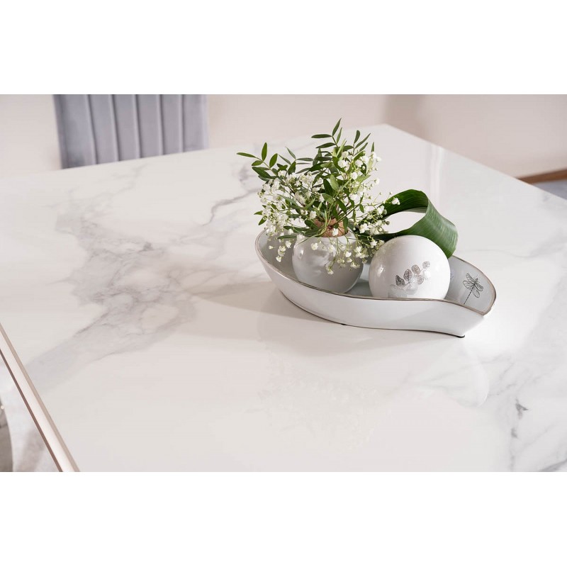 Stół Ceramiczny Prince Ceramic biały calacatta/chrom 180x90