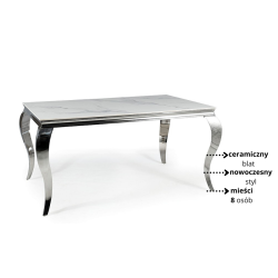 Stół Ceramiczny Prince Ceramic biały calacatta/chrom 180x90