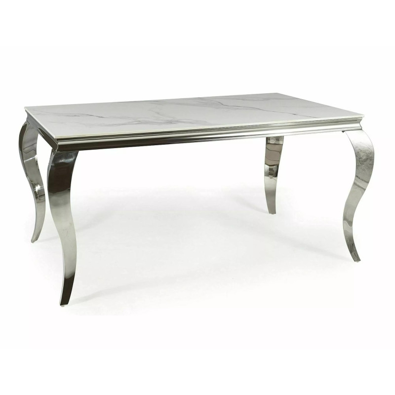Stół Ceramiczny Prince Ceramic biały calacatta/chrom 180x90