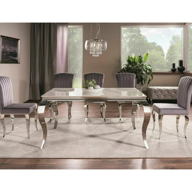 Stół Ceramiczny Prince Ceramic biały calacatta/chrom 180x90