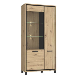 Wysoka witryna 100 cm Trondheim TDHV821L dąb artisan/dąb czarny