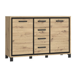 Komoda loft 140 cm Trondheim TDHK233 dąb artisan/dąb czarny