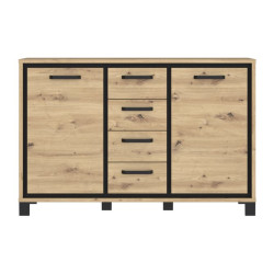Komoda loft 140 cm Trondheim TDHK233 dąb artisan/dąb czarny
