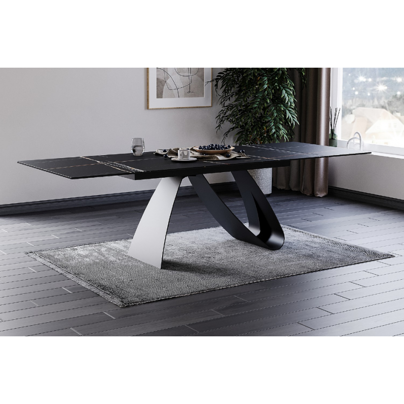 STÓŁ DIUNA CERAMIC CZARNY SAHARA NOIR/CZARNY MAT (160-240)X90