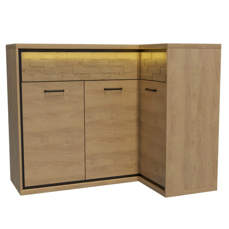 Komoda narożna 127,5cm Mediolan M15 hikora/czarny