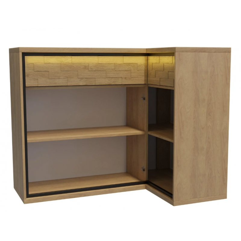 Komoda narożna 127,5cm Mediolan M15 hikora/czarny