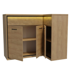 Komoda narożna 127,5cm Mediolan M15 hikora/czarny