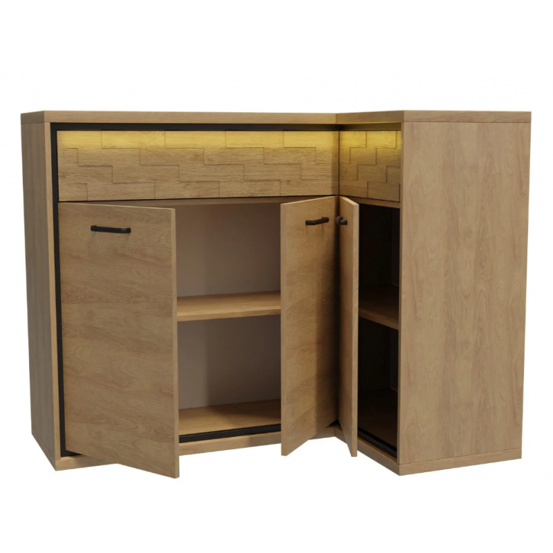 Komoda narożna 127,5cm Mediolan M15 hikora/czarny