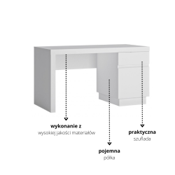 Biurko Lyon biały Typ LYOB101 Meble Wójcik Kolekcja Lyon