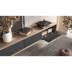 Szafka RTV FRIDA 3K 180 cm dąb olejowany/antracyt | Domowanie