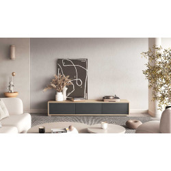 Szafka RTV FRIDA 3K 180 cm dąb olejowany/antracyt | Domowanie