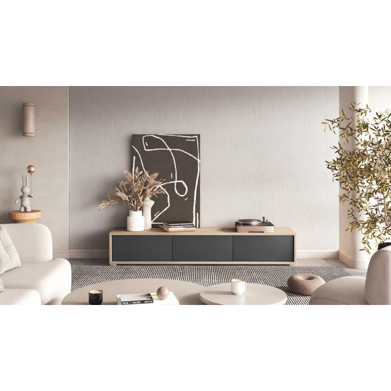 Szafka RTV FRIDA 3K 180 cm dąb olejowany/antracyt | Domowanie