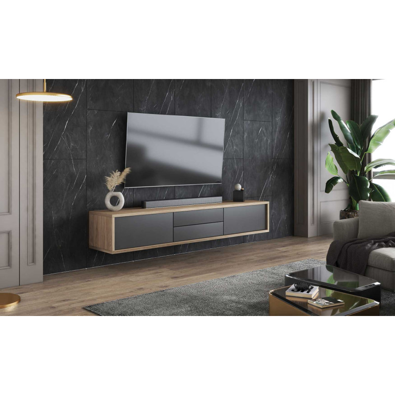 Szafka RTV z opcją podwieszenia Frida Typ 39 Dąb olejowany/Antracyt Helvetia Wieruszów