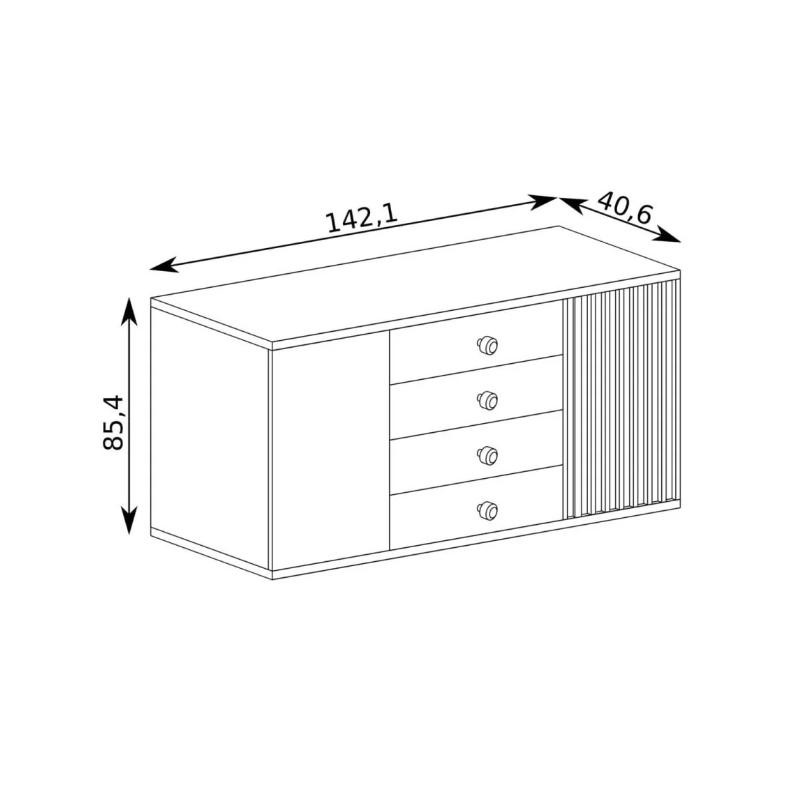 Komoda Cali C4 142cm Jarstol dąb artisan