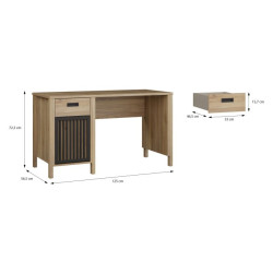 Biurko z lamelami Jytana JTNB121 dąb mauvella/czarny