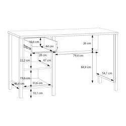 Biurko z lamelami Jytana JTNB121 dąb mauvella/czarny