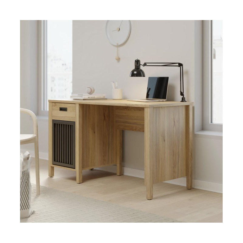 Biurko z lamelami Jytana JTNB121 dąb mauvella/czarny