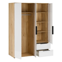 Szafa 150 cm z szufladami Orkney OKYS831 dąb mauvella/biały