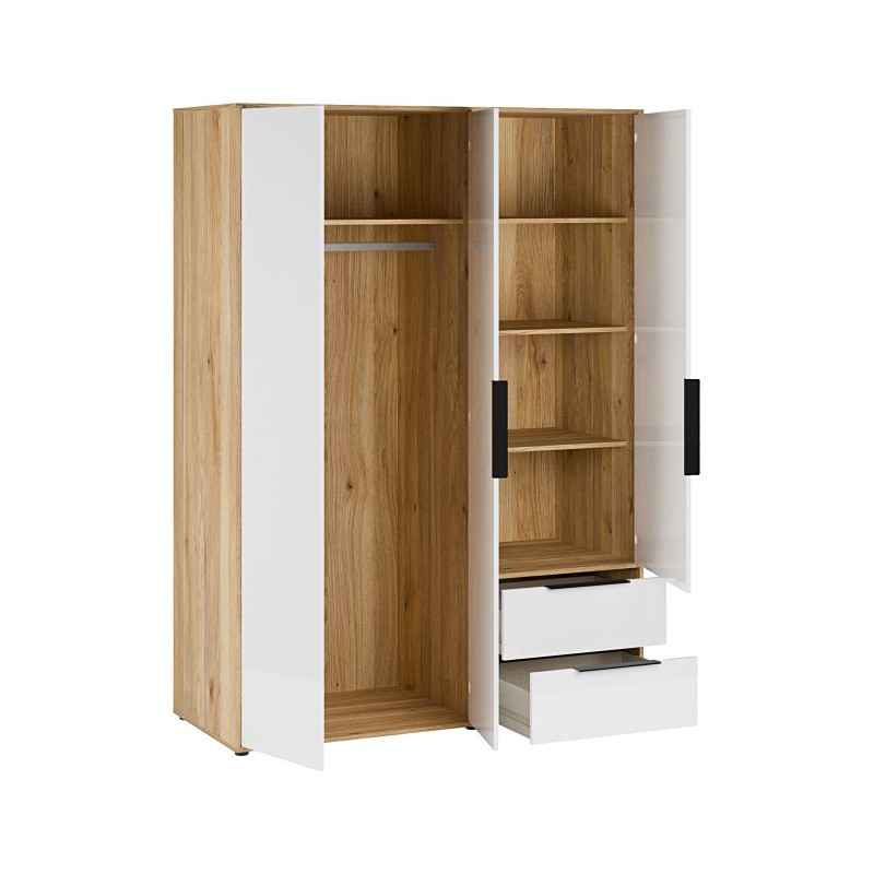 Szafa 150 cm z szufladami Orkney OKYS831 dąb mauvella/biały