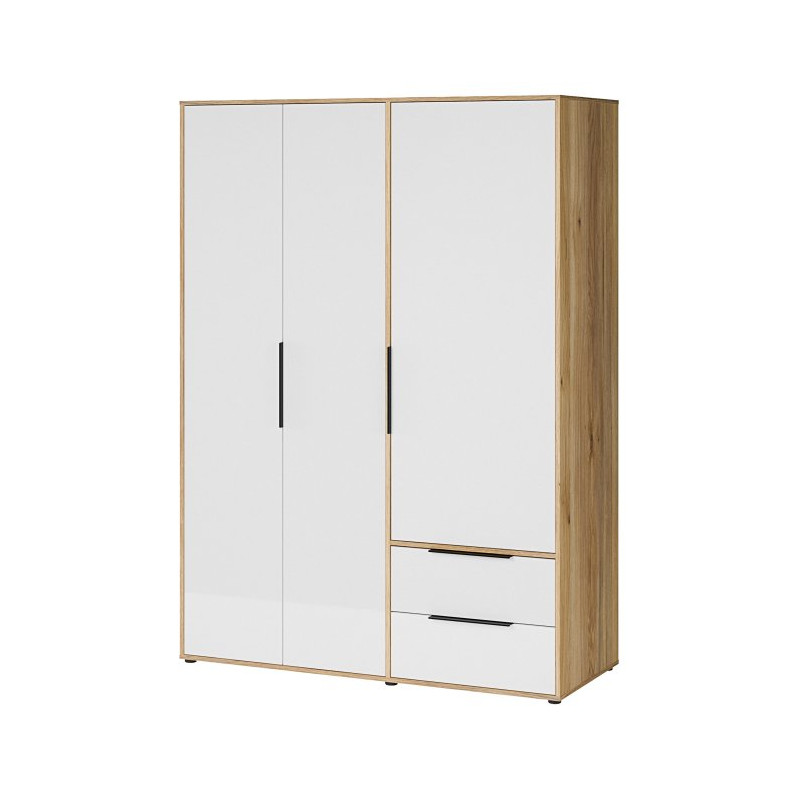 Szafa 150 cm z szufladami Orkney OKYS831 dąb mauvella/biały