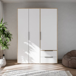 Szafa 150 cm z szufladami Orkney OKYS831 dąb mauvella/biały
