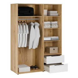 Szafa 150 cm z szufladami Orkney OKYS831 dąb mauvella/biały