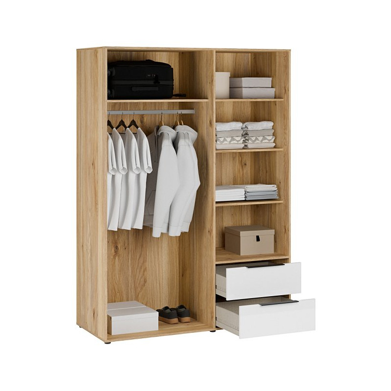 Szafa 150 cm z szufladami Orkney OKYS831 dąb mauvella/biały
