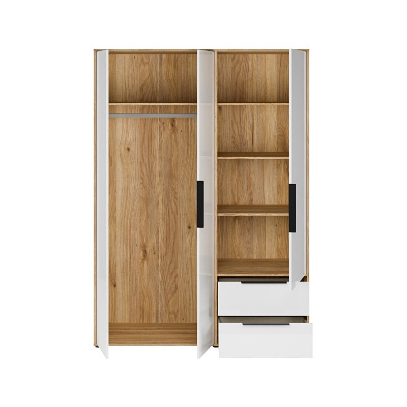 Szafa 150 cm z szufladami Orkney OKYS831 dąb mauvella/biały