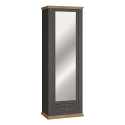 Wąska szafa ubraniowa 70 cm Pontypool PNTS812 dąb mauvella/uni wolfram szary