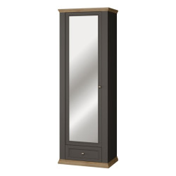 Wąska szafa ubraniowa 70 cm Pontypool PNTS812 dąb mauvella/uni wolfram szary