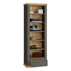 Wąska szafa ubraniowa 70 cm Pontypool PNTS812 dąb mauvella/uni wolfram szary