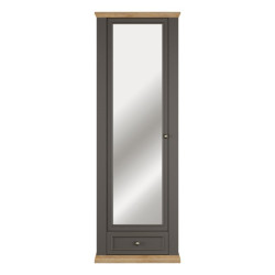Wąska szafa ubraniowa 70 cm Pontypool PNTS812 dąb mauvella/uni wolfram szary