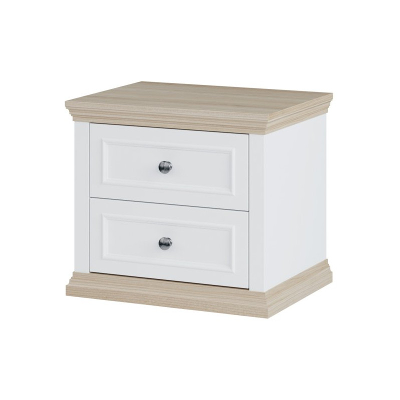 Szafka nocna 60 cm z szufladami Pontypool PNTK013 biały/dąb riva