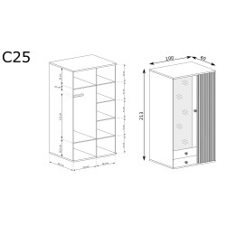 Szafa z lustrem Cali C25 Dąb artisan Jarstol