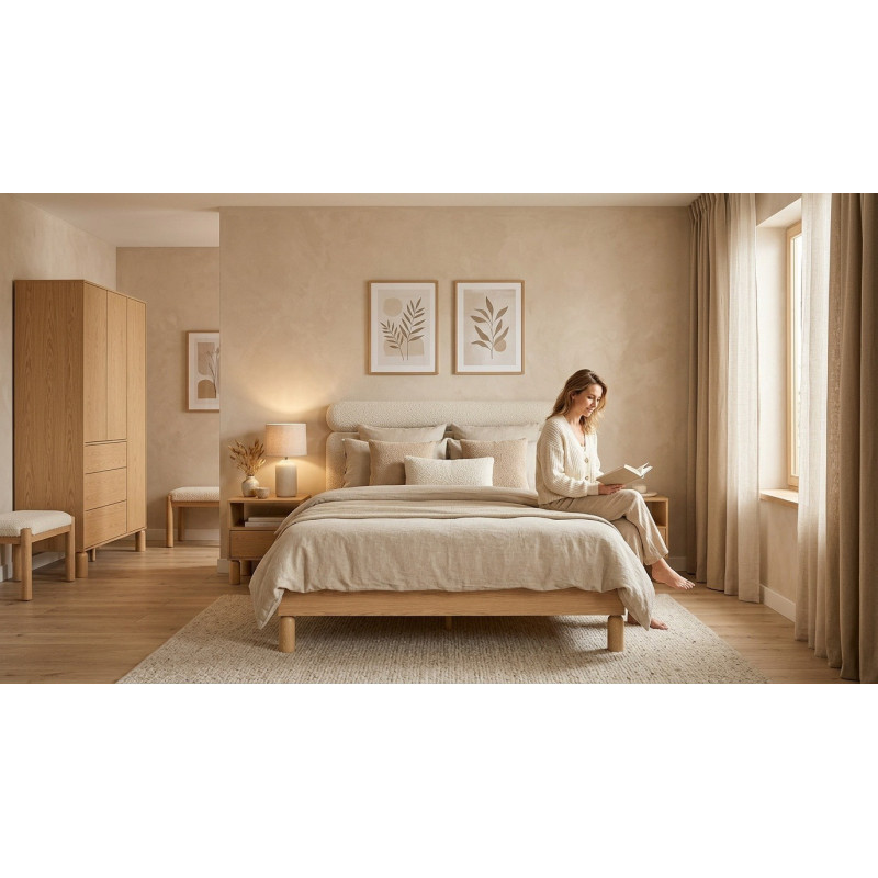 Łóżko 160x200 Sanden SN11 Dąb Bookmatch Jarstol