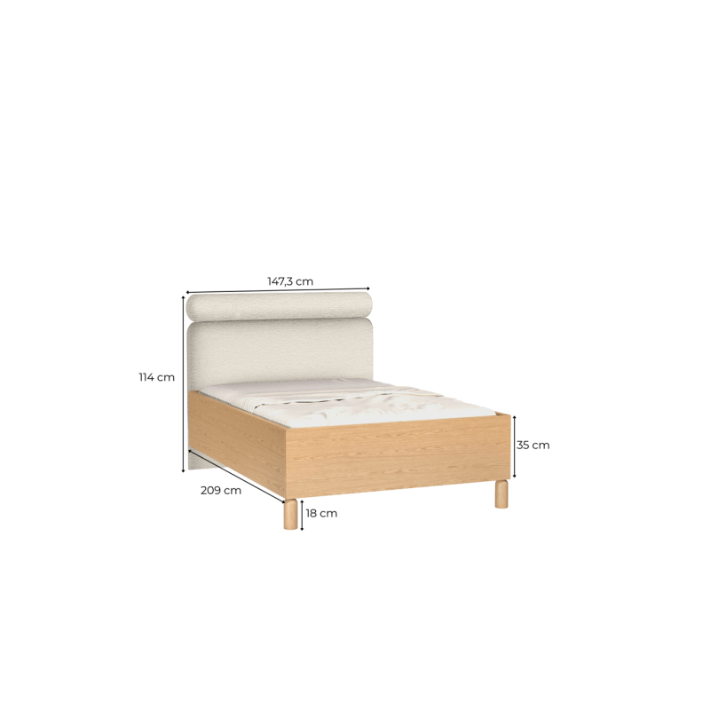 Łóżko 140x200 Sanden SN12 Dąb Bookmatch Jarstol