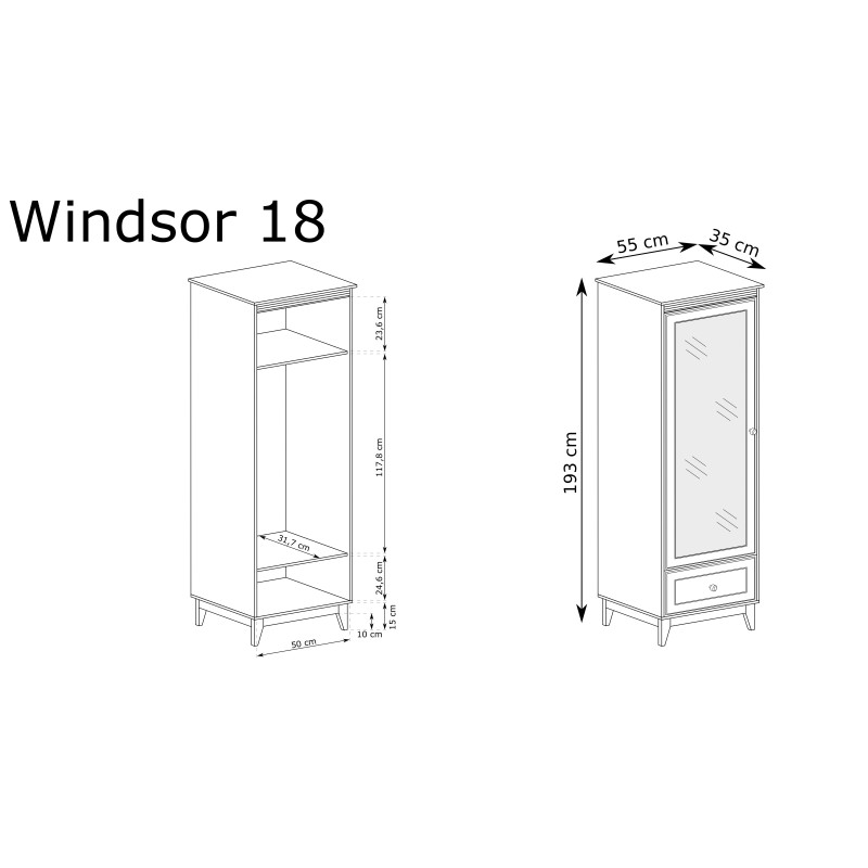 Pół-szafa z lustrem Windsor W18 Jarstol