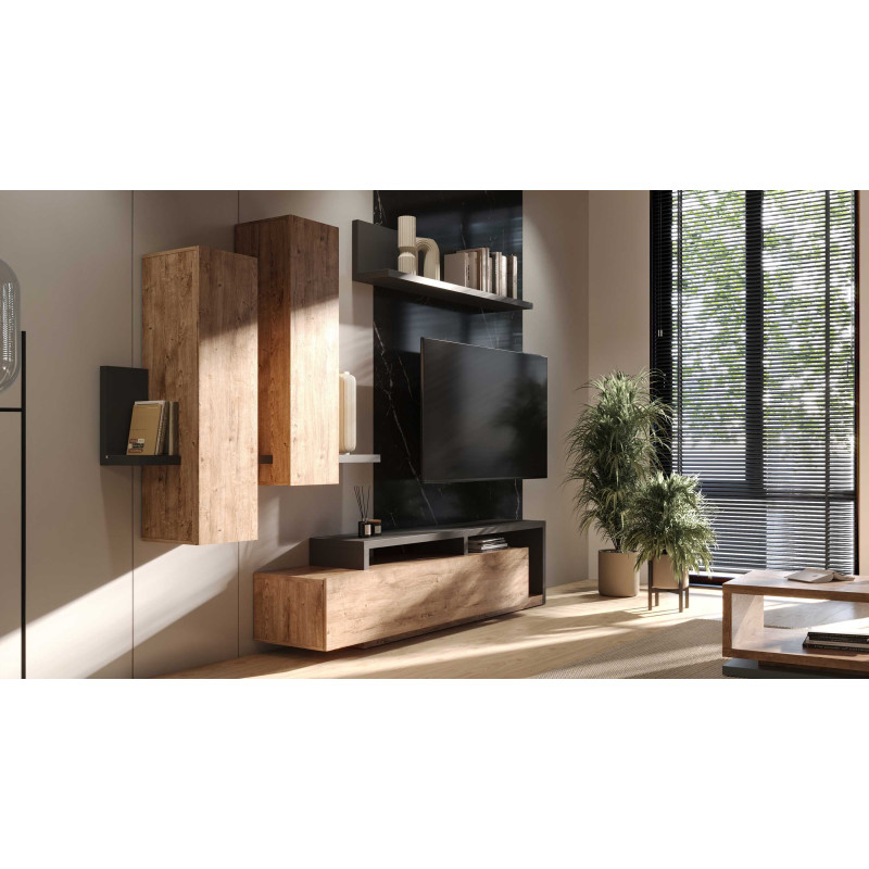 Meblościanka Bota Typ 09 Antracyt/Dąb Ribbec Helvetia Wieruszów