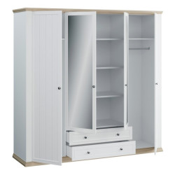 Szafa  z lustrem 220 cm Pontypool PNTS941 biały/dąb riva