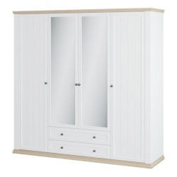 Szafa  z lustrem 220 cm Pontypool PNTS941 biały/dąb riva