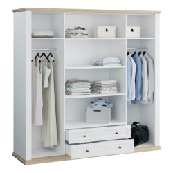 Szafa  z lustrem 220 cm Pontypool PNTS941 biały/dąb riva