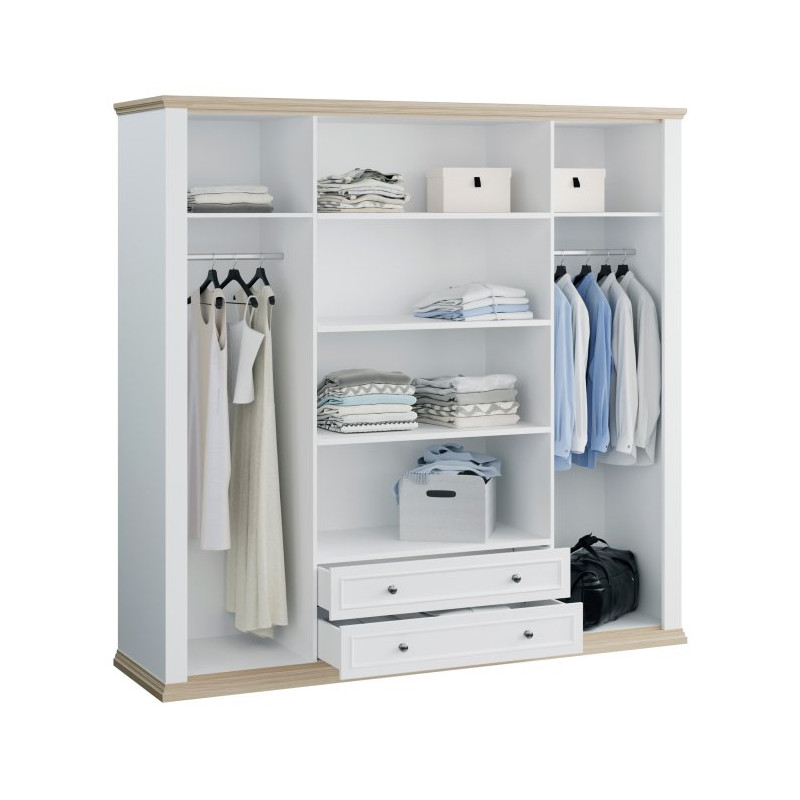 Szafa  z lustrem 220 cm Pontypool PNTS941 biały/dąb riva