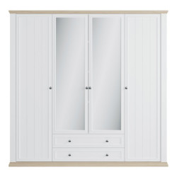 Szafa  z lustrem 220 cm Pontypool PNTS941 biały/dąb riva