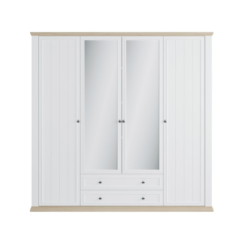 Szafa  z lustrem 220 cm Pontypool PNTS941 biały/dąb riva