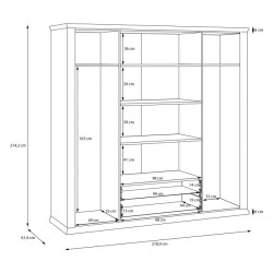 Szafa z lustrem 220 cm Pontypool PNTS941 uni wolfram szary/dąb mauvella
