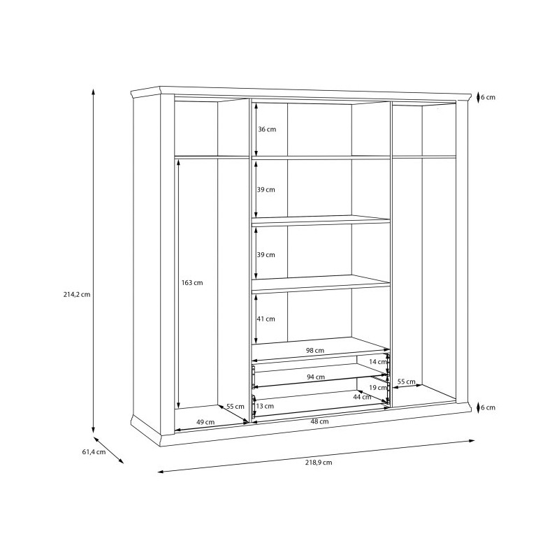 Szafa z lustrem 220 cm Pontypool PNTS941 uni wolfram szary/dąb mauvella