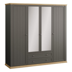 Szafa z lustrem 220 cm Pontypool PNTS941 uni wolfram szary/dąb mauvella