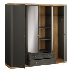 Szafa z lustrem 220 cm Pontypool PNTS941 uni wolfram szary/dąb mauvella